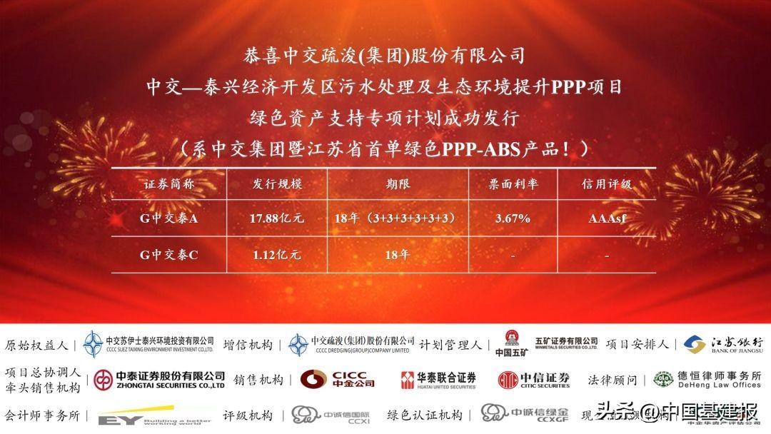 中交集团单体发行规模最大的PPP-ABS项目成功发行