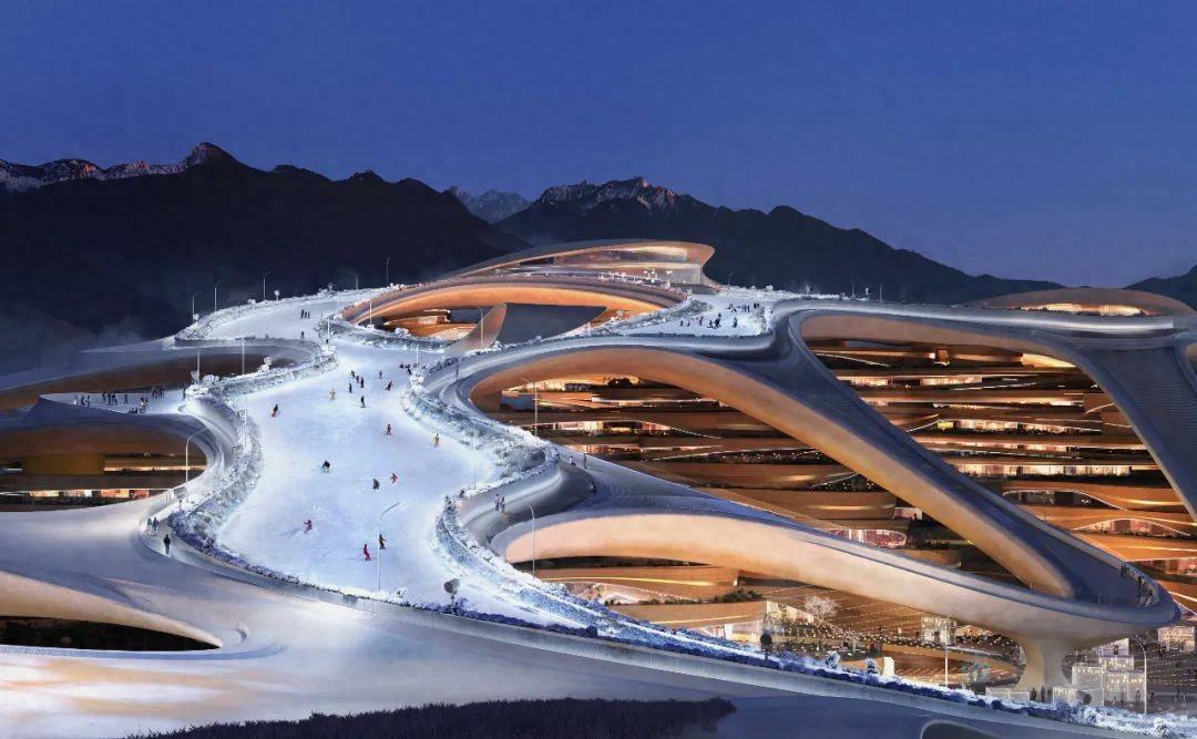 沙特Trojena滑雪度假村，全球首个未来主义折叠式垂直滑雪村