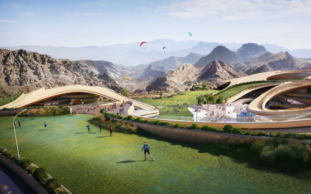 沙特Trojena滑雪度假村，全球首个未来主义折叠式垂直滑雪村
